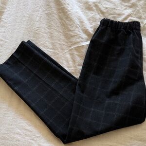 Babaton Black Windowpane Elastic-Waist Dress Pants